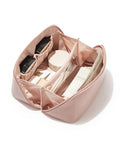 Travel Makeup Bag for Women - Medium Pink PU Leather Cosmetic Organizer