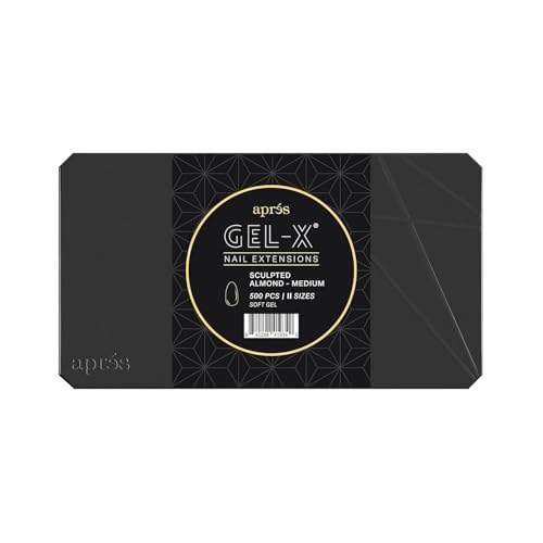 Apr?s Gel-X¢ç Tip Box | Sculpted Almond | 500pc Soft Gel Tips, 11 Sizes 00-9, Premium Quality (Sculpted Almond Medium, 500 pcs)