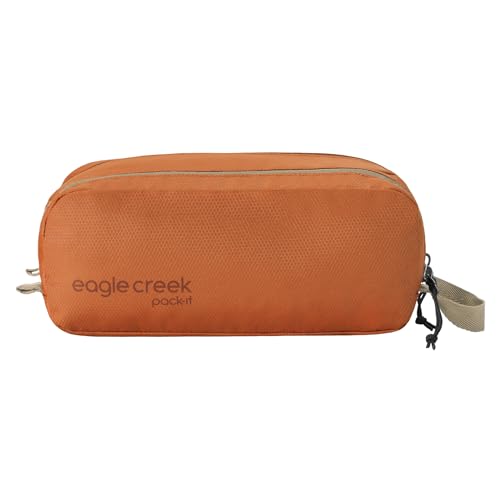 Eagle Creek Pack-It Reveal Quick Trip - Dual-Compartment Toiletry Bag for Travel - Full-Length Zipper Compartments - Recycled Fabric Construction - Water-Resistant & Quick-Drying - Mandarin