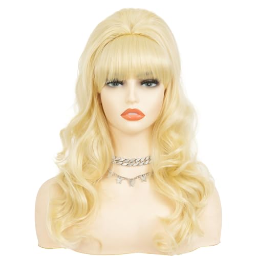 Salaibs Blonde Beehive Wigs for Women Updo 50s 60s Retro Bouffant with Bangs - Variation Blonde#1
