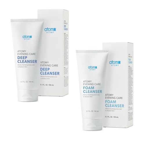 A.t.o.m.y Evening Care Foam Cleanser 5.1 oz (150g) +Deep Cleanser 5.1oz(150g) Facial Foam, Face Wash/Korean Skin Care Rutine