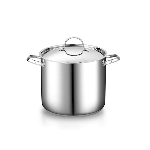 Cooks Standard 12 Quart Stainless Steel Stock Pot with Lid - Large Capacity