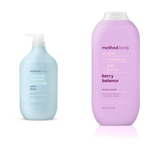 Method Body Wash Wind Down 28 FL Oz and Berry Balance 18 oz (Packs of 1)