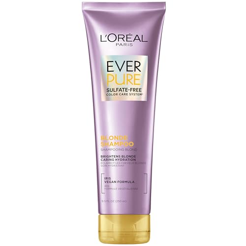 L'Oreal Paris Blonde Sulfate Free Shampoo for Color-Treated Hair, Neutralizes Brass + Balances, EverPure, 8.5 Fl Oz (Packaging May Vary)