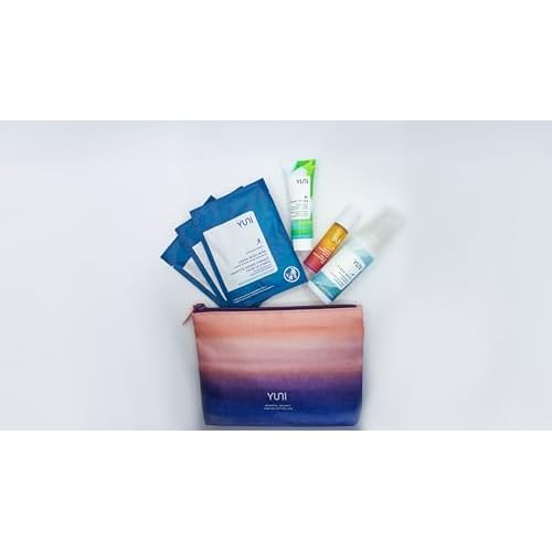 YUNI Beauty Natural Travel Essentials Kit (7pc kit) Beauty On the Run Travel Size Body Care Kit - Cleanse, Refresh, Hydrate - Save Time - All Natural, Paraben-Free, Cruelty-Free