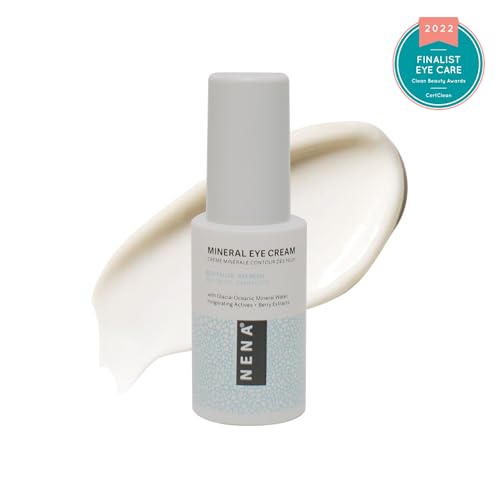NENA Hydrating Mineral Eye Cream with Caffeine & Glacial Water - Reduces Dark Circles & Puffiness, 0.5 oz