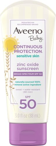 Aveeno Baby Mineral Sunscreen SPF 50 Travel Size 3oz Pack of 2 - Sensitive Skin