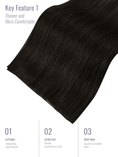 Fshine Dark Brown Weft Hair Extensions 50g, 16 Inch Sew-In Human Hair