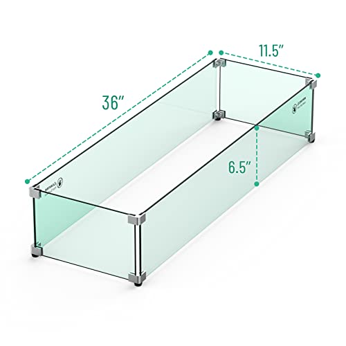 Skyflame 36" x 11.5" Clear Tempered Glass Fire Pit Wind Guard - Variation of THIS listing