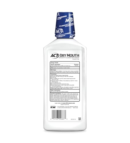Dry Mouth Mouthwash with Fluoride & Xylitol - Soothing Mint, 33.8 fl oz, Pack of 3