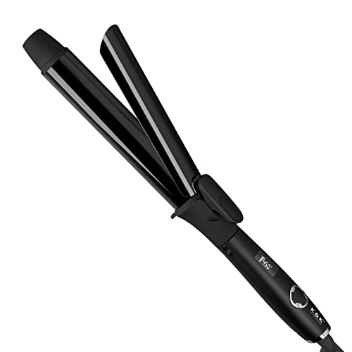 Black 1.25 Inch Curling Iron with Tourmaline Ceramic Barrel - Up to 450°F, Dual Voltage, Auto Off, Travel Ready