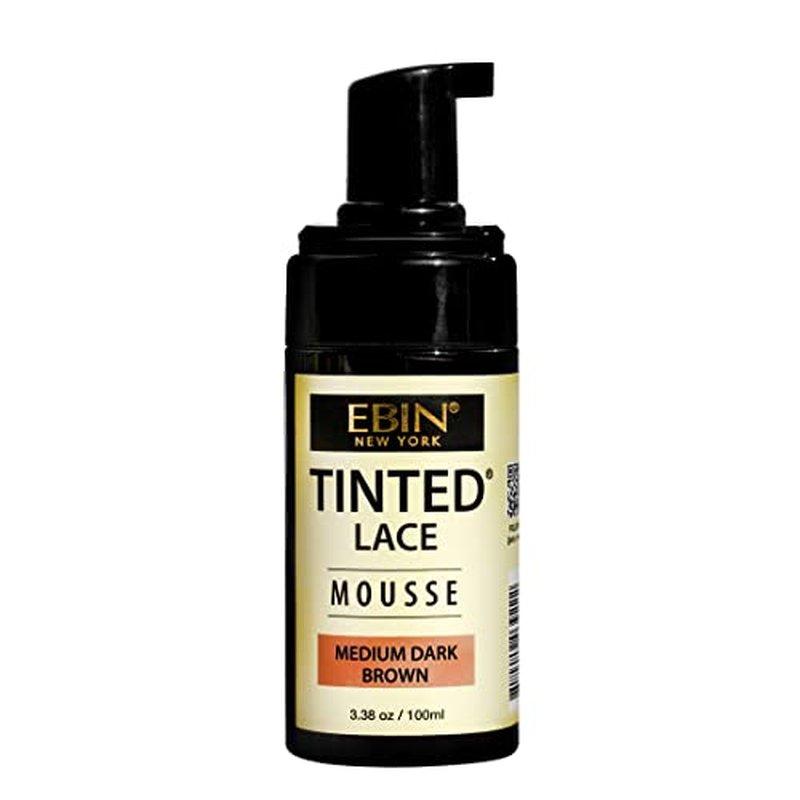 EBIN NEW YORK TINTED LACE MOUSSE - Medium Dark Brown, 3.38oz/ 100ml | Lightweight Foam with Highly Pigmented, Perfect Matching with Flawless Finish
