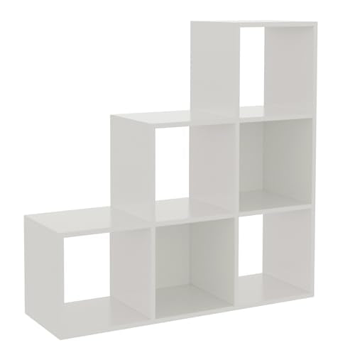 OSCHF Ladder Cube Storage Bookcase - 6-Cube Corner Shelf White - Variation of 6-Cube / White