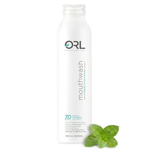 Mint Mouthwash - Organic, Alcohol-Free, pH 7.0, Enamel Strengthening, Eco-Friendly Aluminum Bottle 16.9 oz