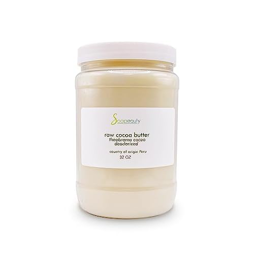 Soapeauty Cocoa Butter Raw Refined Deodorized 100% pure natural | Body, Hair & DIY Recipes, Lip Balms, Lotions, Creams, Stretch Marks | Non GMO, No Preservatives, Vegan | 32 oz/2 Pounds