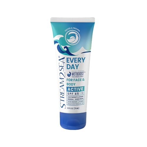 Active Mineral Sunscreen SPF 45 - Reef Safe, Water Resistant, SPF 45, 80 Min - Stream 2 Sea