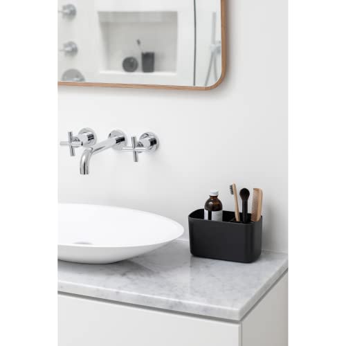 Bathroom Caddy One Size - Dark Grey Toilet Brush Holder with Compartments
