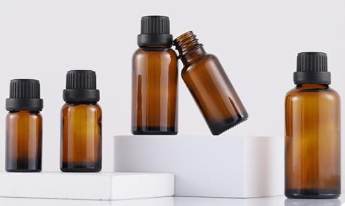 20ML Amber Glass Bottle Set - Small Essential Oil Vials with Cap & Reducer, 50 Pack