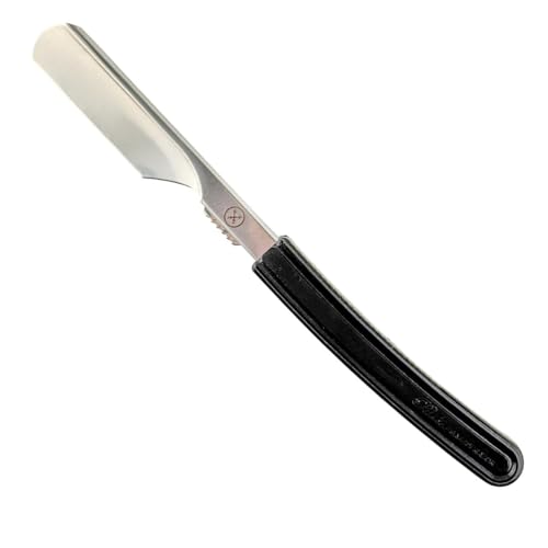 Parker Director Chrome Non-Folding Straight Barber Razor ? Japanese-Style Shavette with Stainless Steel Arm, Ergonomic Black Handle & Blade Protector Cap ? Ideal for Professionals - 5 Blades Included