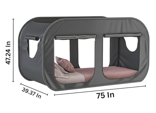 Twin Bed Tent Pop Up Privacy Canopy for Kids & Adults - Black - Plain