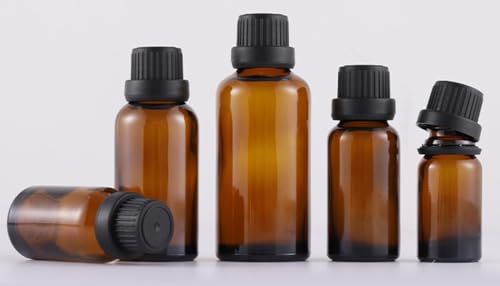 20ML Amber Glass Bottle Set - Small Essential Oil Vials with Cap & Reducer, 50 Pack