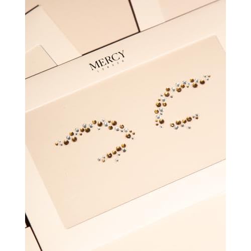 Eye Dazzle Gold Face Jewels by Mercy London Eye Liner Crystal Costume Accessories Face Gems Jewels All In One Halloween Headpiece Stick On