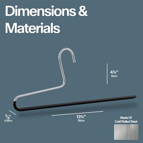 Set of 30 Non-Slip Space Saving Clothes Hangers for Pants - Black