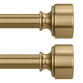 Warm Gold Adjustable Curtain Rods 48-84 Inch - Heavy Duty Brass Set with Finials - Vintage Brushed Metal Finish (36-88") 2 Pack