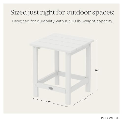 Polywood Long Island 18-Inch Outdoor Side Table - White
