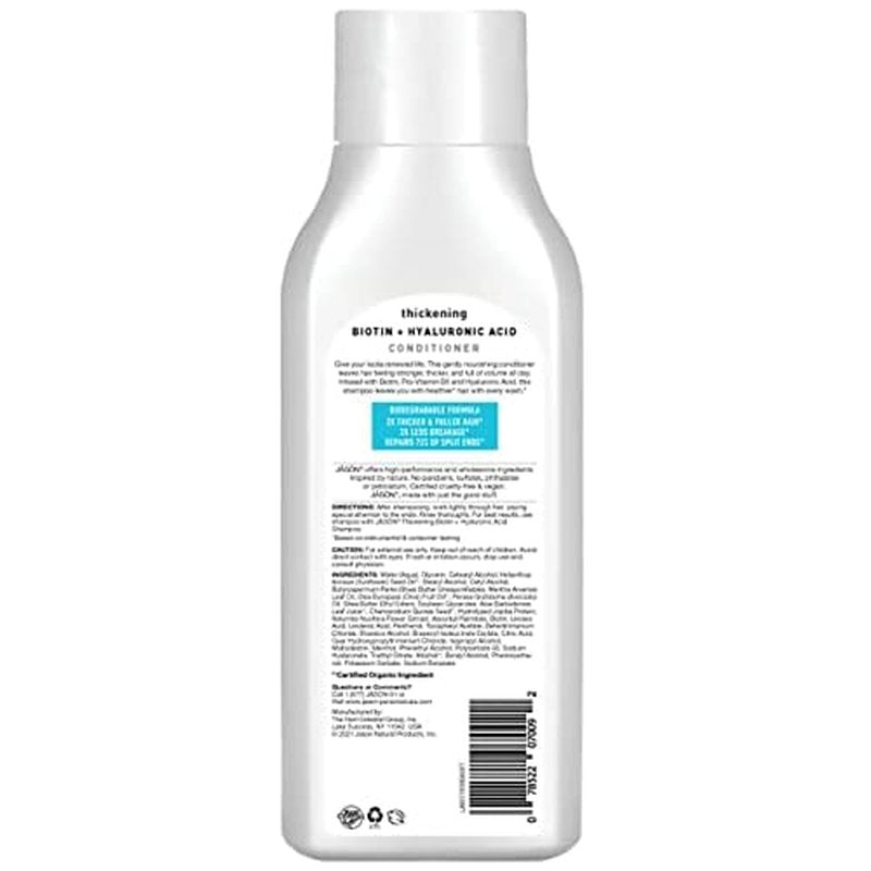 Jason Conditioner, Thicken & Restore Biotin and Hyaluronic Acid, 16 Oz