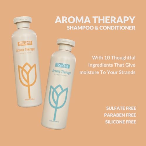 YOGI CARE Jasmine Aroma Therapy Shampoo & Conditioner Set - Deep Moisturizing, Frizz Control & Color Protection