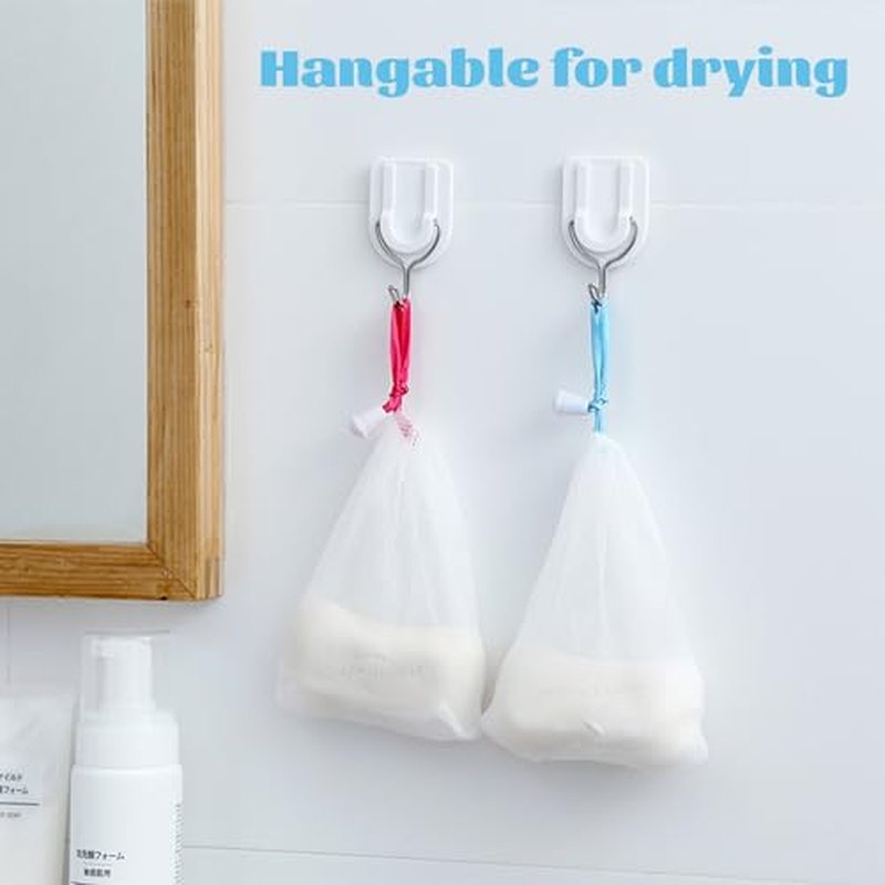 INVODA 60PCS Soap Net Bag 60 Pieces Double Layer Drawstring Soap Mesh Soft Bath Handmade Net for Facial Body Exfoliation Cleaning Tool (Random Color)