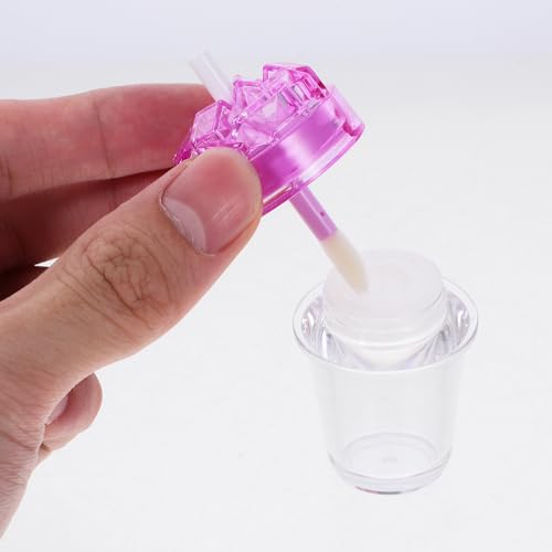 21 Pack Reusable Clear Ice Cube Lip Gloss Containers with Mini Brushes