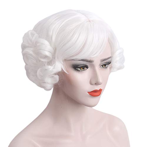 White Short Curly Heat-Resistant Synthetic Wig for Women Halloween Cosplay and Daily Use - Variation of THIS listing