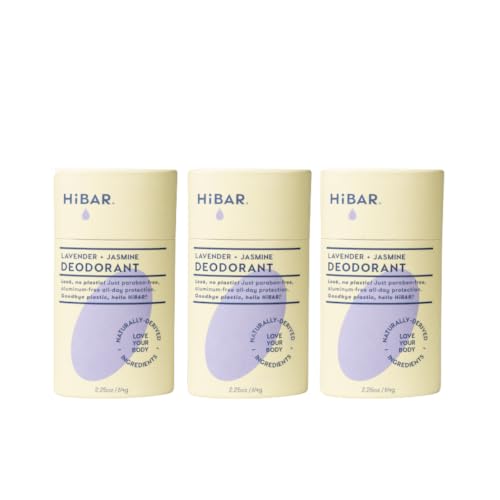 HiBAR Lavender & Jasmine Plastic-Free Deodorant 3 Pack 2.25oz - Aluminum-Free, Vegan & Recyclable