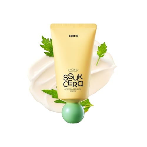 Moisturizing & Calming Ssuk Artemisia Ceramide Cream, Long-Lasting Hydration & Barrier Support Facial Cream for Sensitive Skin, Soothing & Relief, Korean Daily Skin Care 3.38 fl.oz (100ml)