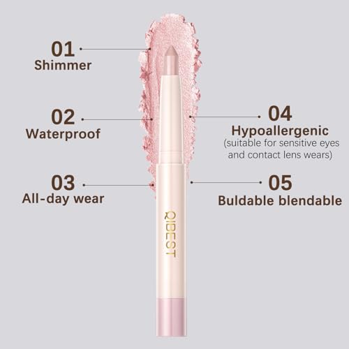 Cream Eyeshadow Stick No-Tug Shadow Stix-Long Lasting Color, Multi-Use Cream Eye Makeup Lightweight, Buildable Formula 0.05oz (Golden Pink)