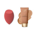 LAURA GELLER Quench-n-Tint Hydrating Lightweight Tinted Moisturizer, Medium/Deep + Latex-Free Full Face Makeup Blending Sponge - Sheer Foundation for Daily Use