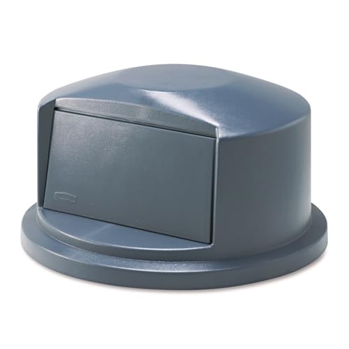 Rubbermaid Commercial 32-Gallon Heavy-Duty Dome Swing Top Trash Lid Gray - Compatible with BRUTE Containers