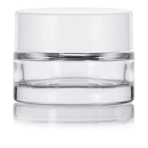Clear Glass 0.25 oz Thick Wall Balm Jars with White Foam Lined Smooth Lids (24 pack)