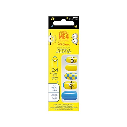Sally Hansen Salon Effects Perfect Manicure Press-On Nails | Easy to Apply, Non-Damaging | 24 Nails, Adhesive Tabs, File & Alcohol Pad Included | Despicable Me ? One in a Minion