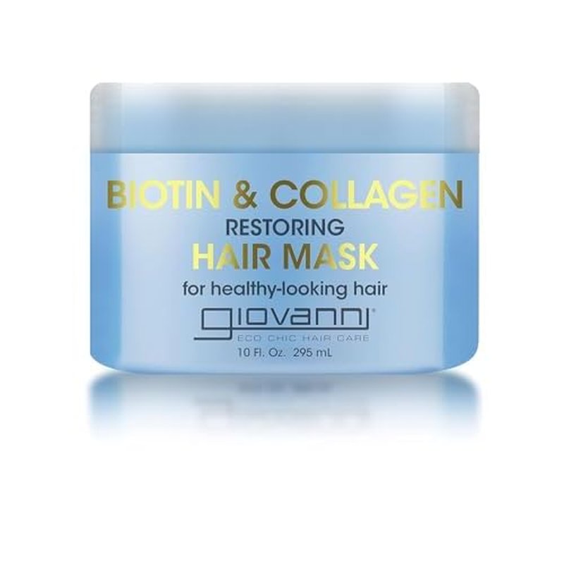 GIOVANNI Biotin & Collagen Hair Mask - Deeply Conditions, Detangles, Helps Rebond Split Ends, For All Hair Types, Moisturizing, Helps Create Shine & Manageability, Cruelty-Free, Salon-Quality - 10 Oz