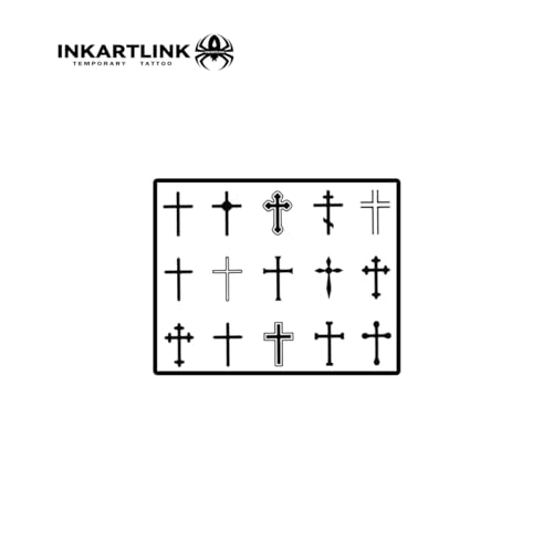 INKARTLINK Semi Permanent Tattoo, Exquisite Packaging Unique Design, Realistic Tattoo Advanced Tattoo Technology Waterproof Cruelty-free Non-reflective (Mini Cross)