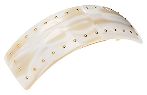 France Luxe Studded Rectangle Hair Barrette for Fine to Thick Hair - Alba Finish