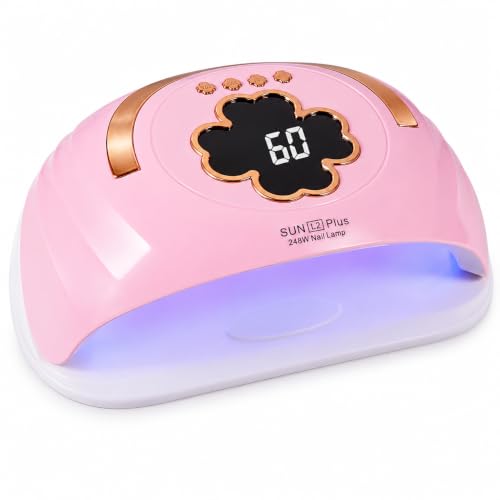 Pink UV LED Nail Lamp 248W Fast Curing Gel Polish Dryer with Auto Sensor