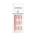 KISS Impress Press-On Manicure Fake Nails, Crystal Blossom - Short Length, Squoval Shape, Polish-Free Pink with Rhinestone Design Mani, Includes Prep Pad, Mini File, Manicure Stick, and 30 Fake Nails
