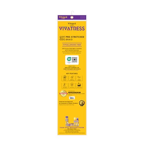 VIVATRESS Pre-Stretched Braiding Hair 56" Natural Black 3 Pack Lightweight Synthetic Yaki Texture Hypoallergenic