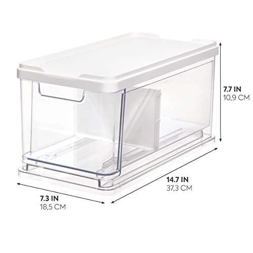 Medium Stacking Cosmetic Drawer Organizer with Lid & Divider - Clear/White - Variation of THIS listing