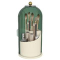Makeup Brush Holder with Dustproof Cover 360 Rotating Makeup Brush Organizer for Vanity Bathroom, Green