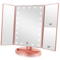 Infitrans Rose Gold Trifold LED Makeup Mirror with Lights & Touch Control